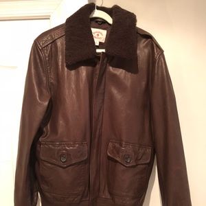 BB Red Fleece Leather/Shearling Bomber Jacket